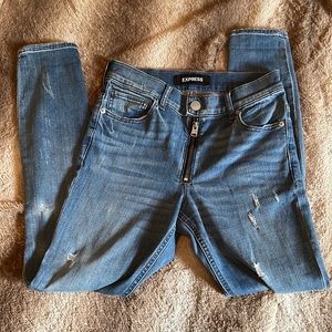 Express Performance Stretch + High Rise Ankle Legging Jeans Pants with Holes